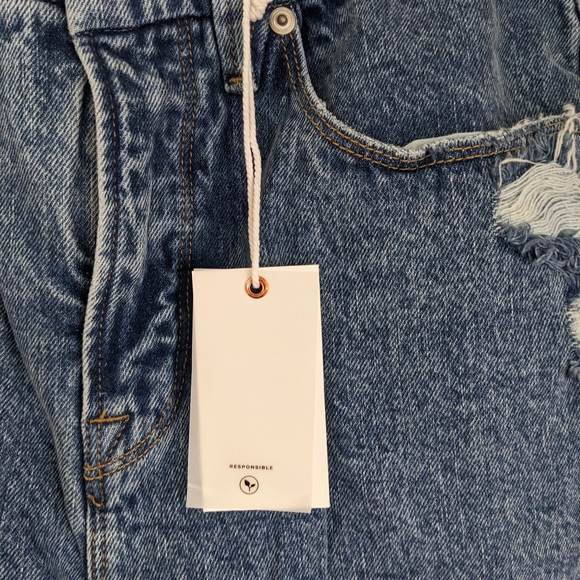 GOOD AMERICAN Good 90's Duster High Rise Jean Distressed Blue950 NEW Size 12 - Picture 7 of 11